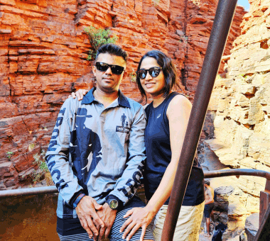Thilini and Asela during a trip to Karijini
