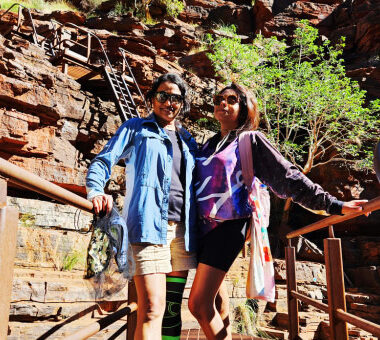 Thilini and Esha during a trip to Karijini